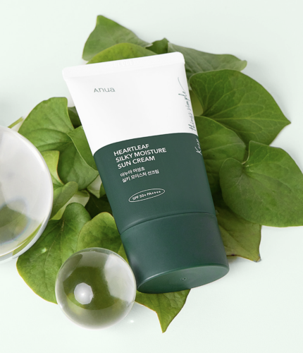 Anua Heartleaf Silky Moisture Sun Cream  SPF50+PA++++  Успокаивающий солнцезащитный крем с хауттюйнией