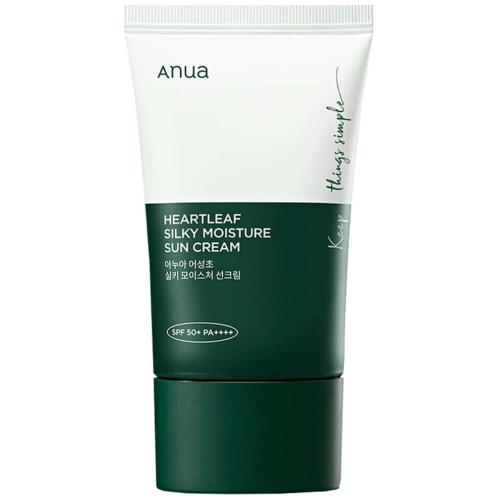 Anua Heartleaf Silky Moisture Sun Cream  SPF50+PA++++  Успокаивающий солнцезащитный крем с хауттюйнией